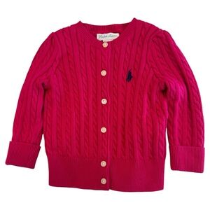 Ralph Lauren pink cotton cardigan sweater in a size 9 month.